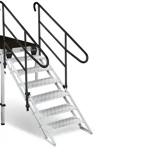 GUIL GUIL | ECP-6 | adjustable aluminium staircase (6 steps of diamond plate) | for podiums from 90 to 180 cm | including two handrails and connectors