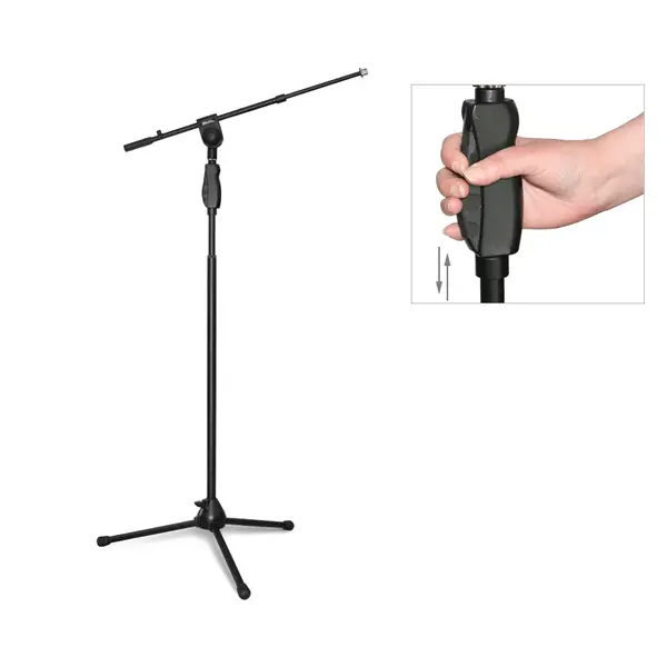 GUIL GUIL | PM-46 | heavy-duty microfoonstatief | telescopische microfoonarm / boom | met één hand verstelbaar | inclusief 3/8" - 5'8"-adapter, borgring en kabelklem