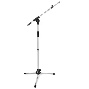 GUIL GUIL | PM-32 | heavy-duty microfoonstatief | chroom | telescopische microfoonarm / boom | inclusief 3/8" - 5'8"-adapter, borgring en kabelklem