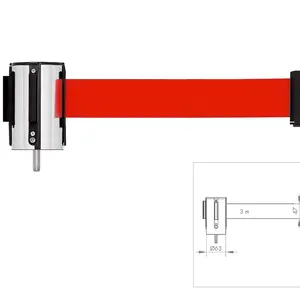 GUIL GUIL | PST-CB/2 | tête de barrière avec sangle rétractable noire de 3 m pour montage sur nos poteaux de barrière