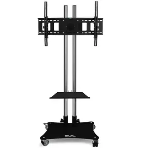 GUIL GUIL | mobile monitor stand | 32" to 65" | stainless steel supports with cable holes | including mounting set and PTR-08/B shelf