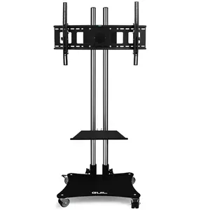 GUIL GUIL | verrijdbaar statief voor beeldschermen | 32" tot 65" | RVS steunen met kabelgaten | inclusief montageset en PTR-08/B plank