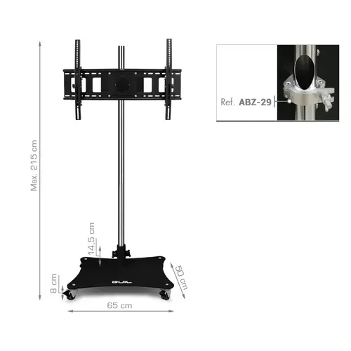 GUIL GUIL | mobile stand for monitors | 32" to 55" | stainless steel support with cable holes | including mounting set