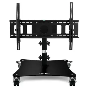 GUIL GUIL | PTR-25 | support bas mobile pour écrans de télévision (réglable de 32" à 65"). inclinable jusqu'à 90º. conception pour téléprompteur / conférence. kit de montage inclus.