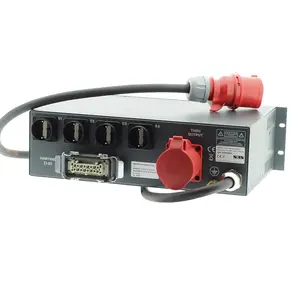 SRS Power* SRS Power | PDU32T1H4SCPR | Distributeur de courant 32A | 32A 1.5 cable | 32A Loop-through | 1x Harting | 4x Shuko | Digital meter | Main RCBO | MCB |