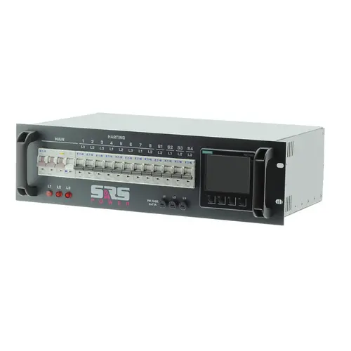 SRS Power* SRS Power | PDU32T1H4SCPR | Distributeur de courant 32A | 32A 1.5 cable | 32A Loop-through | 1x Harting | 4x Shuko | Digital meter | Main RCBO | MCB |