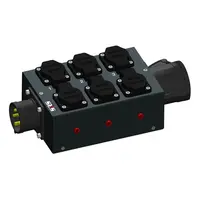 SRS Power | Breakout box CEE16A 5p | MSB CEE16/5T-6SC-LED | CEE16/5+THRU | 6x Schuko | 3x Voltage LED
