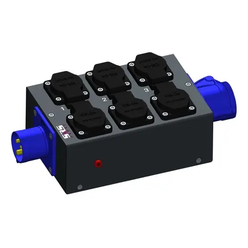 SRS Power* SRS Power | Breakout box CEE16A 3p | MSB CEE16/3T-6SC-LED | CEE16/3+THRU | 6x Schuko | Voltage LED
