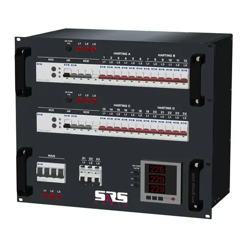 SRS Power* SRS Power | Distributeur de courant 125A | Harting 16p | Schuko | Compteur numérique | Interrupteur principal | MCB | RCD réglable | RCBO