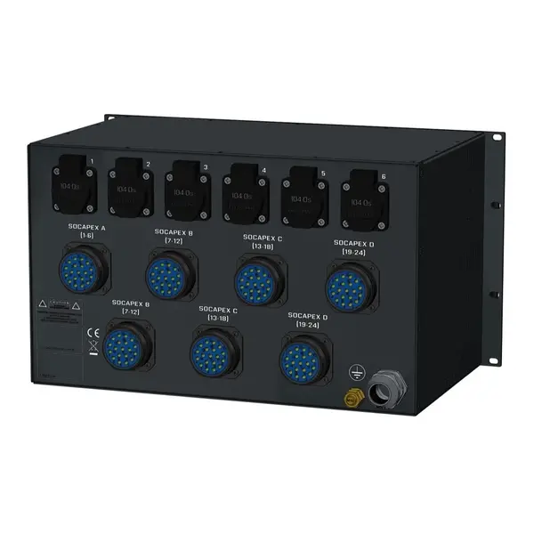 SRS Power | Power distributor 63A | Socapex | Schuko | Digital meter | Main MCB | RCBO SRS Power* SRS Power | Power distributor 63A | Socapex | Schuko | Digital meter | Main MCB | RCBO