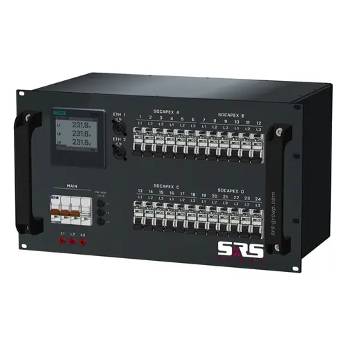SRS Power* SRS Power | Stroomverdeler 63A | Socapex | Schuko | Digitale meter | Main MCB | RCBO
