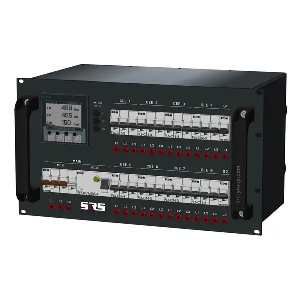 SRS Power | Power distributor 63A | 16A 5p | Schuko | Digital meter | Main MCB RCD | MCB SRS Power* SRS Power | Power distributor 63A | 16A 5p | Schuko | Digital meter | Main MCB RCD | MCB