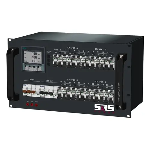 SRS Power* SRS Power | Tableau de distribution d'alimentation 63A | 32A | Socapex | Schuko | Main MCB | RCBO