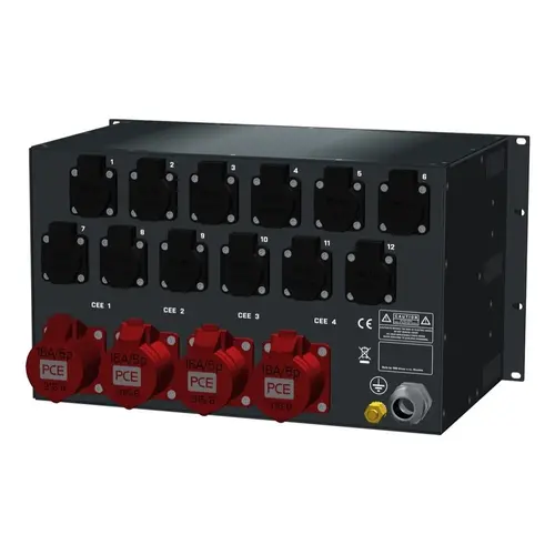 SRS Power* SRS Power | Power distribution board 63A | 16A | Schuko | Digital meter | Main MCB | RCD