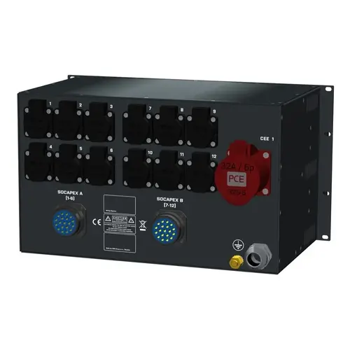 SRS Power* SRS Power | Power distribution board 63A | 32A | Socapex | Schuko | Main MCB | RCD