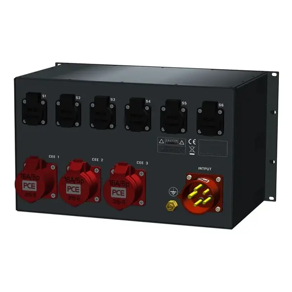 SRS Power | Power distributor 32A | 16A 5p | Schuko | Digital meter | Main MCB | RCBO SRS Power* SRS Power | Power distributor 32A | 16A 5p | Schuko | Digital meter | Main MCB | RCBO