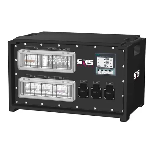 SRS Power* SRS Power | IP54 Power distributor 63A | 32A | 16A 5p | Schuko | Digital meter | Main MCB | RCBO