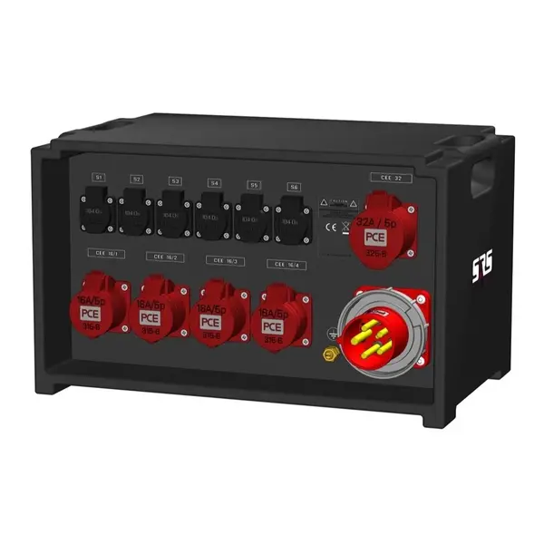 SRS Power | IP54 Distributeur de courant 63A | 32A | 16A 5p | Schuko | Main MCB | MCB SRS Power* SRS Power | IP54 Distributeur de courant 63A | 32A | 16A 5p | Schuko | Main MCB | MCB