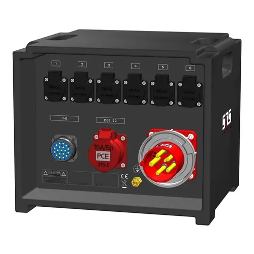 SRS Power* SRS Power | IP54 Distributeur de courant 63A | 32A | Socapex | Schuko | Main MCB | RCBO | Digital meter