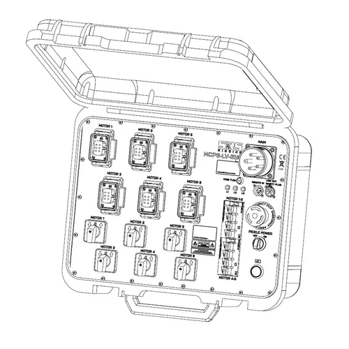 SRS Rigging* SRS Rigging | MCP6-LV | Peli case Hoist control 6-channel | Type de commande : Low Voltage | Input : 1x CEE32A-5p