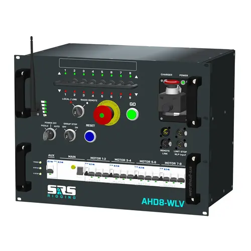 SRS Rigging* SRS Rigging | AHD8-WLV | AHD Wireless hoist control 8-channel | Type of control: Low Voltage | Input: 1x CEE63A-5p or CEE32A-5p