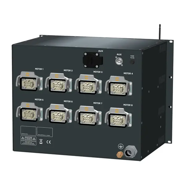 SRS Rigging | AHD8-WLV | AHD Wireless hoist control 8-channel | Type of control: Low Voltage | Input: 1x CEE63A-5p or CEE32A-5p SRS Rigging* SRS Rigging | AHD8-WLV | AHD Wireless hoist control 8-channel | Type of control: Low Voltage | Input: 1x CEE63A-5p or CEE32A-5p