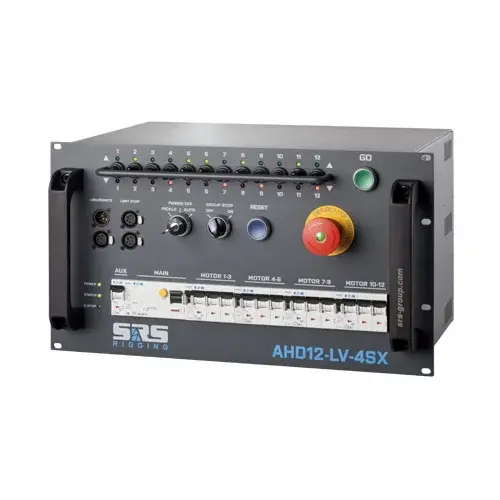 SRS Rigging* SRS Rigging | AHD12-LV | AHD Hoist Controller 12-channel | Type de contrôleur : Low Voltage | Input : 1x CEE32A-5p or 1x CEE63A-5p