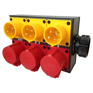 SRS Rigging* SRS Rigging | MC-SPLIT6-LV-SX-33CEE16-4FR+MY | Breakout 3-channel | Suitable for: Low Voltage | Input: 1x Socapex-19p | Output: 3x CEE16A-4p red + 3x CEE16A-4p yellow