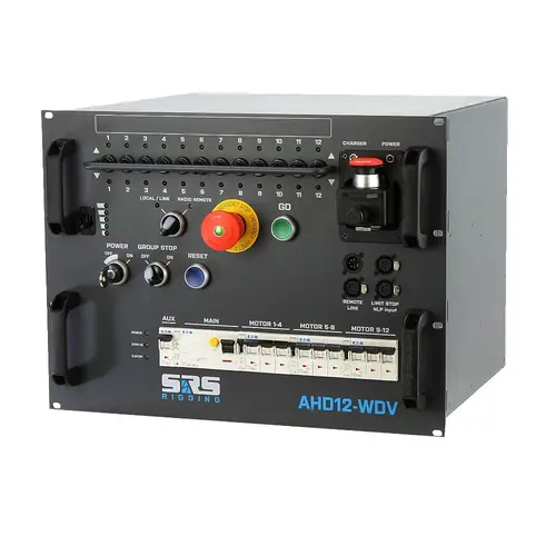 SRS Rigging* SRS Rigging | AHD12-WDV |AHD Wireless hoist control 12-channel | Type of control: Direct Voltage | Input: 1x CEE32A-5p or 1x CEE63A-5p