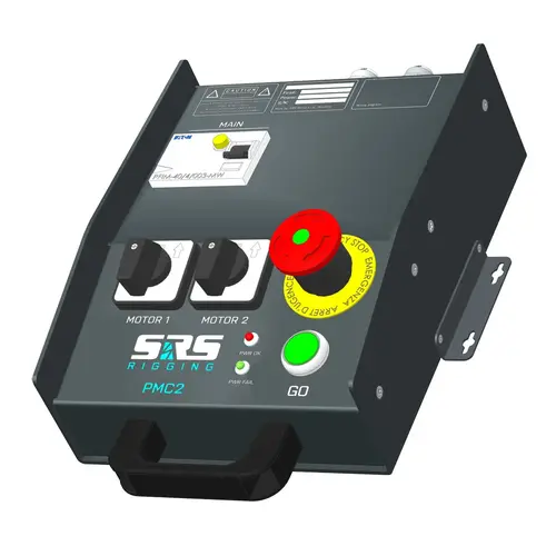SRS Rigging* SRS Rigging | PMC2-LV | Wallbox Hoist control 2-channel | Type of control: Low Voltage | Input: 1x CEE16A-5p or 1x CEE32A-5p