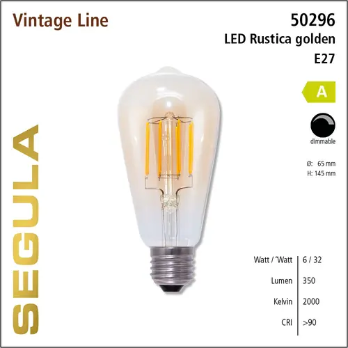 Segula* Segula | SG-50296 | LED lamp | Vintage Rustica goud | E27 | 470 lm | 2000 K | CRI+90