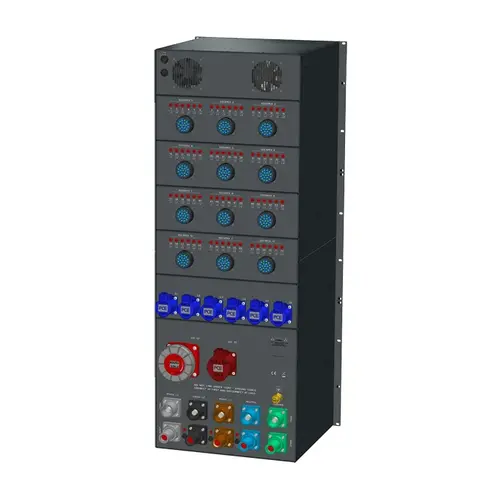 SRS Power* SRS Power | Power Distribution 400A | 400A | 63A | 32A | 16A 3p | Socapex | Schuko | RCBO