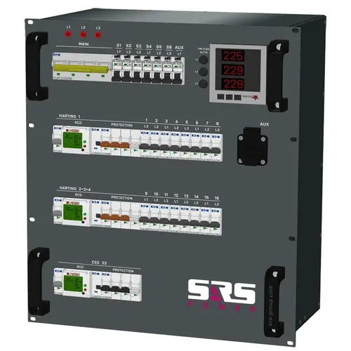 SRS Power* SRS Power | Power distributor 125A | 32A | Harting 16p | Harting 6p | Schuko | Main