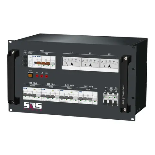 SRS Power* SRS Power | Distributeur de courant 63A | 32A | Schuko | RCBO | A-mètre analogique