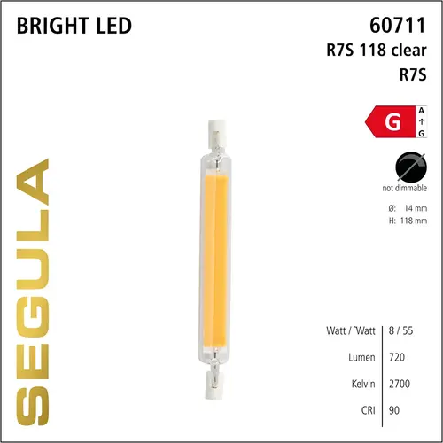 Segula* Segula | SG-60711 | Lampe LED | tige 118 Bright | R7S | 1000 lm | 2700 K | CRI+90
