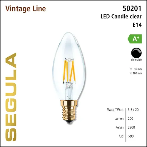 Segula* Segula | SG-50201 | LED lamp | Vintage Candle Bright | E14 | 200 lm | 2200 K | CRI+90