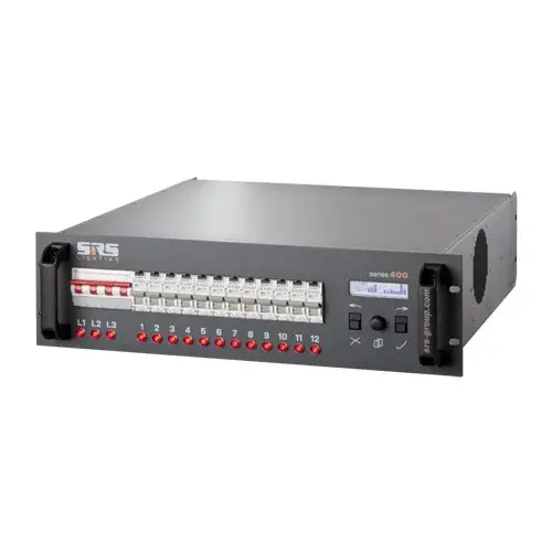SRS Lighting* SRS Lighting | Switchpack 12-channel | 19-inch | Circuit breakers: RCBO | Main: Main switch | DMX 3+5pin | Excluding backplate