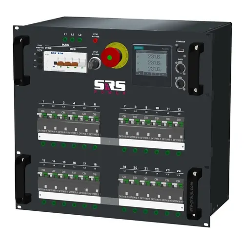 SRS Power* SRS Power | HYMAG Stroomverdeler 63A | Socapex 19p | Schuko | LED A-meter | Main MCB | HRCBO