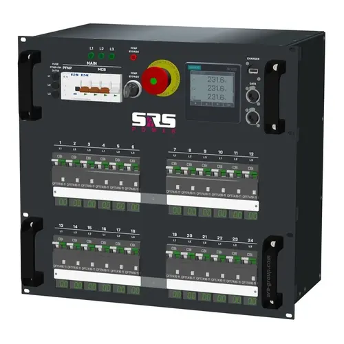 SRS Power* SRS Power | HYMAG Stroomverdeler 63A | Socapex 19p | Schuko | LED A-meter | Main MCB | HRCBO