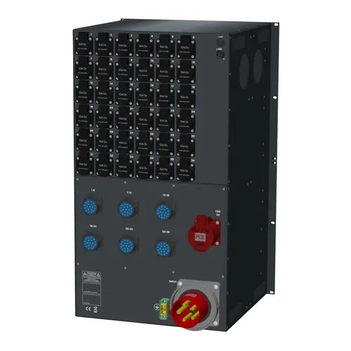 SRS Power* SRS Power | HYMAG Power Distribution 125A | 32A | Socapex 19p | Schuko | LED A-meter | Emergency stop | Main MCB | HRCBO
