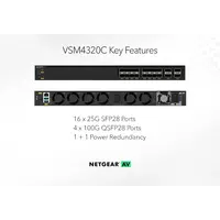 Netgear Netgear | VSM4320C | Commutateur réseau AV 20 ports | 16x SFP28 25G | 4x QSFP28 100G | Commutateur géré