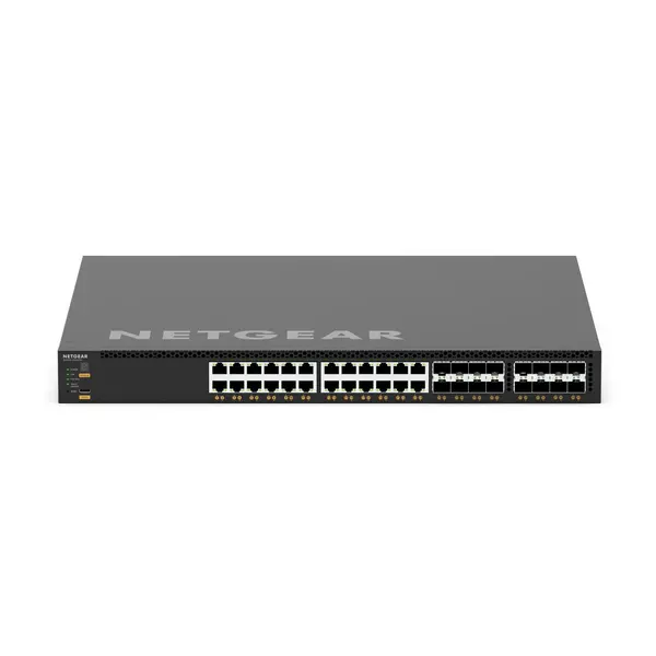 Netgear Netgear | XSM4340V | 40-poorts AV-netwerk switch | 24x 10G/Multi-Gig PoE++ (290W-1.770W) | 8x SFP+ glasvezel porten | 8x SFP28 25G | Managed Switch