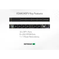Netgear Netgear | XSM4340FV | 40-port AV network switch | 32x SFP+ fibre ports | 8x SFP28 25G | Managed Switch