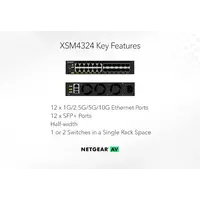 Netgear Netgear | XSM4324 | Commutateur réseau AV 24 ports | 12x 10G/Multi-Gig | 12x SFP+ ports fibre | Commutateur géré