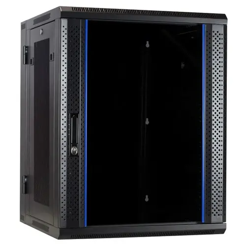 DSIT | 15U wall cabinet (tiltable) with glass door and perforated side walls 600x600x770mm (WxDxH)