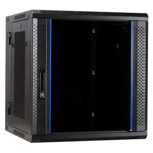 DSIT | 12U wall cabinet (tiltable) with glass doors perforated side walls 600x600x635mm (WxDxH)