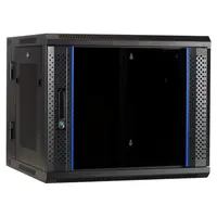 DSIT | 9U wandkast (kantelbaar) met glazen deur en geperforeerde zijwanden 600x600x500mm (BxDxH)