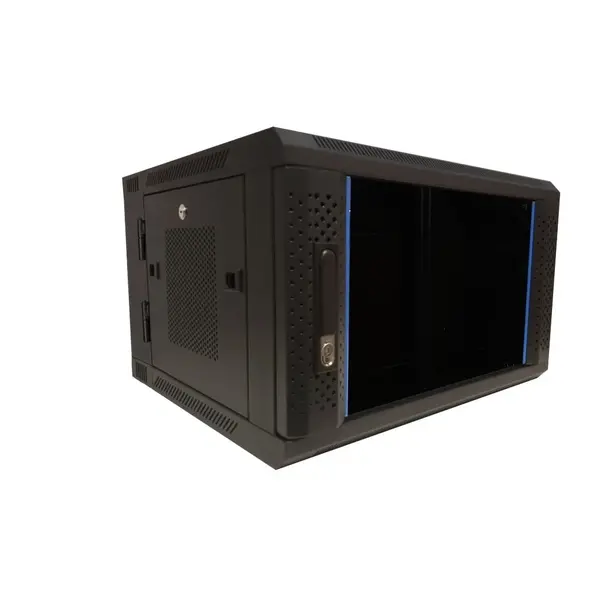 DSIT | Armoire murale 6U (basculante) avec porte en verre et parois latérales perforées 600x600x368mm (LxPxH)