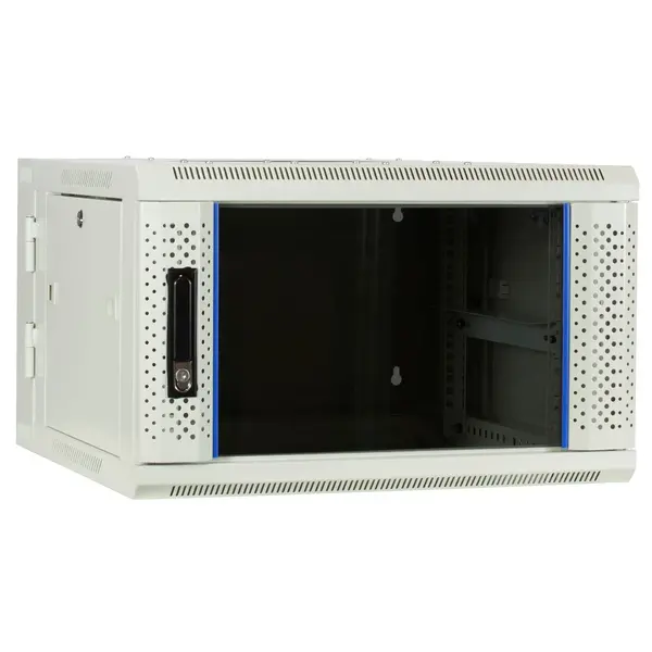DSIT | Armoire murale 6U (inclinable) avec porte en verre 600x600x368mm (LxPxH)