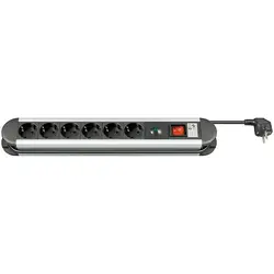 DSIT | 6-way aluminium power strip with surge protection 1.50m black